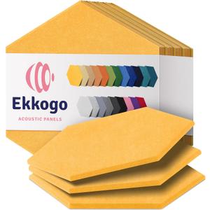 Acoustic Panels 12-Pack Soundproof Wall Panels 14"X12.1"X0.4" Sound Panels High Density Sound Dampening Panels - [Sunny Yellow Hexagon]