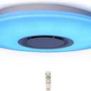 Upgrade 15 inch Dimmable LED Music Ceiling Light with Bluetooth Speaker 24W, Bluetooth Control via Smart Phone APP, Flush Mount Ceiling Light Family Bedroom (Remote Includes)