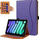 iPad mini 7 Case (A17 Pro) 2024, iPad mini 6 Case 2021, iPad mini 7th/6th Generation Case 8.3 Inch,Premium PU Leather Folio Stand Cover with Pencil Holder and Multi-Viewing AnglesPurple