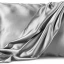 Pure Bedding Satin Pillowcase 2 Pack - Queen Size (20"x30", Grey) - Silky Pillow Cases for Hair and Skin - Satin Pillow Covers with Envelope Closure - Extra Soft Premium Microfiber