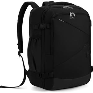 ECOHUB Carry On Travel Backpack, Expandable Airlines Personal Item Bag 18x14x8, Water Resistant 17 inch Laptop Backpack Flight Approved, 12 Pockets 30L Work Backpacks with Wet Pocket & Cable Slot (Black)