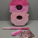 Sratte Number Piata Pink Piata Birthday Decorations Gradient with Stick Blindfold Confetti for Girls Boys Birthday Anniversary Party Decorations Supplies(Number 8)