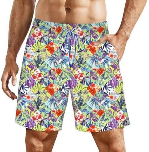 ZR ZHENGRONG Mens Swim Trunks 7 inch, Quick Dry Stretch Beach Shorts with Mesh Lining Funny Swimwear Bathing Suits, L