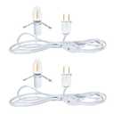 NETEHA 2 Pack 6Ft White Accessory Cord with C7 LED Bulbs, E12 Socket Lamp Cord with On/Off Switch for Christmas Village House, Holiday Decorations, Pumpkin Lights