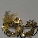 Masquerade Mask for Women Metal Mask Shiny Rhinestone Venetian Party Evening Prom Ball Mask Bar Costumes Accessory (Phoenix Gold)
