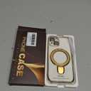 Compatible with iPhone 14 Case with Invisible Magnetic Ring Stand [Compatible with Mag-Safe] [Full Camera Lens Protector] Plating Clear Phone Case for iPhone 14 6.1", Gold