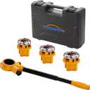 Ratchet Pipe Threader Kit w/ 3 NPT Dies (1/2", 3/4", 1"), Heavy-Duty 9SiCr Steel Threading Tool for Galvanized, Iron, Copper & Aluminum Pipes, Portable with Storage Case