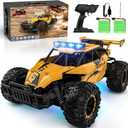 BLUEJAY Remote Control Car for Boys, RC Cars, 1:12 Monster RC Truck Off Road with LED Headlight and Rechargeable Battery Gifts for Adults Boys 8-12 (Matt Yellow)