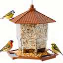 Yieach Hanging Bird Feeder for Outdoors,Large Hopper Squirrel Proof Birdfeeder for Cedar,Red,Cardinal,Blue Jay and Wild Birds,Easy to Feel Birdhouse & Bird Seed Feeder & Gazebo for Outside,Tree,Brown