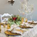 DILATATA Christmas Centerpieces 8 Inch Artificial Christmas Plant in Square Wooden Pot Tabletop Pine Plants with Red Berries Pine Cones Eucalyptus for Winter Holiday Party Fireplace Mantel Xmas Decor (Style 1)