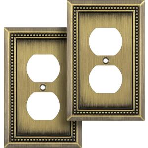 Henne Bery Sunken Pearls Heavy Duty Decorative Wall Plate Switch Plate Outlet Cover (Single Duplex, 2 Pack, Antique Brass)