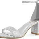 PIZZ ANNU Women's Low Block Chunky Heels Sandals Comfortable Open Toe Ankle Strap Party Dress Pump Shoes Strappy Buckle Heeled Sandal with 2 Inches Tall Thick Heel Design 7.5