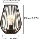 TRIROCKS Metal Cordless Table Lamp - 8'' Tall Cage Shape Battery Operated Lamp with Warm Fairy Lights Bulb for Indoor/Outdoor Use, Perfect for Christmas, Patio, Garden, and Weddings (Black)