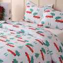 JSD Kids Christmas Quilt Set Twin Size, Red Cars Christmas Bedspreads Coverlet 2 Piece, Soft Microfiber Holiday Quilted Blanket Beddings