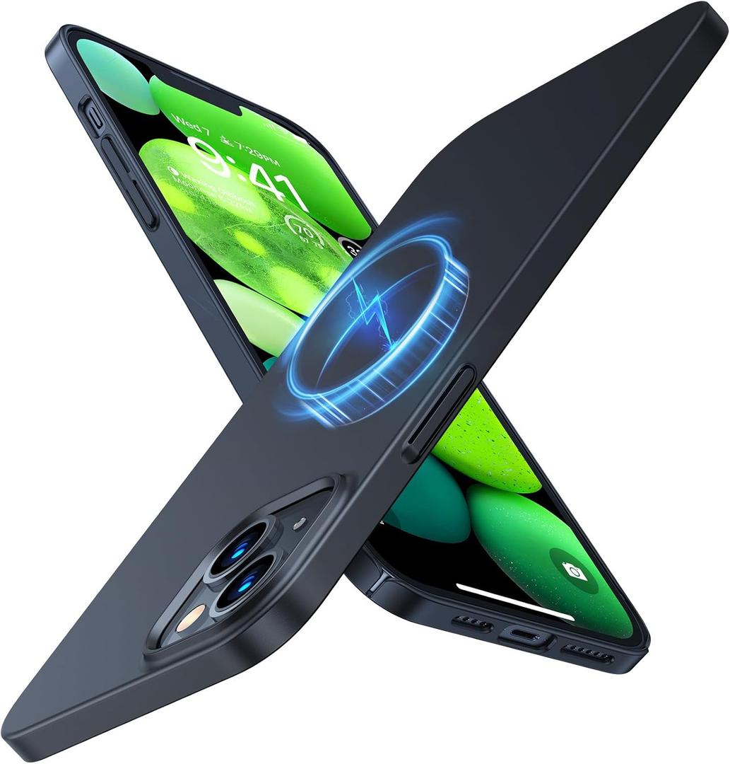 TORRAS Magnetic Slim Fit for iPhone 13 Case/iPhone 14 Case, [Ultra Thin][Compatible with MagSafe][Velvet Touch], Case for iPhone 13 & iPhone 14 Phone Case Hard PC Sturdy Anti Scratch, Black