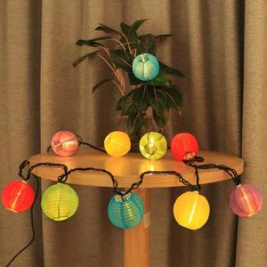 Vigdur Multicolor Lantern String Lights, Nylon Hanging Lantern String Lights Plug in Connectable, Waterproof Indoor Outdoor Lights for Patio Wedding Party Bedroom, 9.84FT