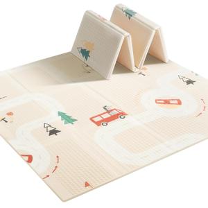 Baby Play Mat 47x47 Foldable Baby Play Mat for Playpen 50x50 Playpen Mat Reversible Foam Play Mat for Baby to Play on Floor 0.4" Crawling Baby Girl Play Mat for 50x50 Playpen(47 * 47 * 0.4) (City&Bus)
