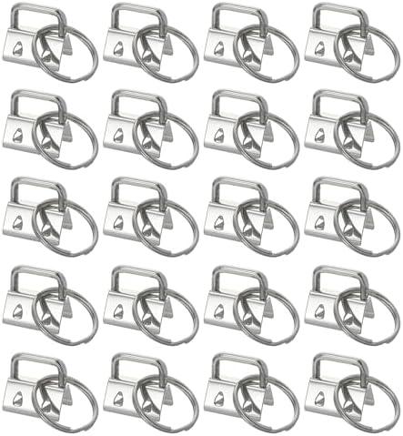 uxcell 18Pcs 20mm/ 0.8-inch Key Fob Hardware with Keychain Ring for Bag Webbing Wristlets, Lanyards, Silver Tone