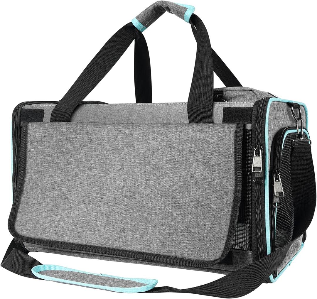 GAPZER Cat Carrier Alaska Airline TSA Approved 17x11x9.5 Soft-Sided Small Pet Air Travel Carry Bag, Southwest Airplane Kitten 12lbs Crate in Cabin Under-Seat Traveling Cage Tiny Dog Under 8 Pound