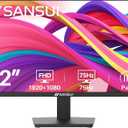 SANSUI Monitor 22 inch 1080p FHD 75Hz Computer Monitor with HDMI VGA, Ultra-Slim Bezel Ergonomic Tilt Eye Care LED Display for Home Office (ES-22F1 HDMI Cable Included)