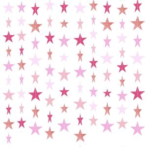 Patelai Glitter Star Garland Banner Christmas Decor 130 Feet Star Hanging Bunting Banner Twinkle Backdrop for Homecoming Classroom Wedding Birthday Halloween Party Supplies(Pink, Purple)