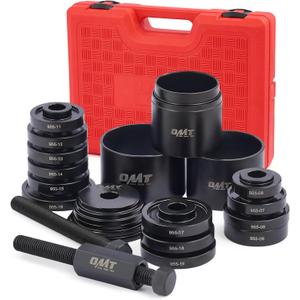 Orion Motor Tech Wheel Bearing Press Kit for Front Wheel Drive Bearing Removal & Installation, 24pc Wheel Bearing Puller Tool Set with Sliding Screws Universal Bushings Sleeves Storage Case (RED,BLACK)