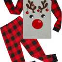 Demifill Boys And Girls Halloween Pajamas Sets Christmas Pjs Holiday Sleepwear Children Clothes (24 Months, Grey&black&red/Reindeer)