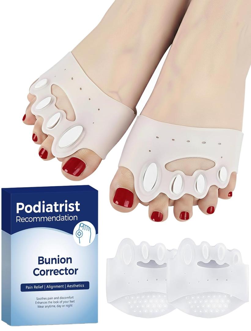 Upgraded Toe Separators & Toe Spacers for Women and Men - Podiatrist Recommended, Bunion Corrector, Foot Alignment and Pain Relief(1 Pair)