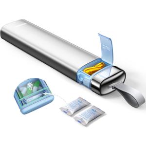 Vaydeer Metal 7 Day Pill Organizer with Built-in Desiccant Compartment, Airtight Weekly Travel Pill Box with Carry Handle, Slim Slide-Out Pill Case for Medication, Vitamins & Supplements (Silver)