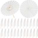 Aodaer 24 Pack 33 Inches Paper Umbrellas for Wedding Chinese Japanese Parasol Paper Decorative Oiled Umbrella DIY Painting Crafts for Bridal Party Decor Photography Props, White