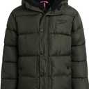 Reebok Boys Puffer Jacket - Heavyweight Wind & Water Resistant Hooded Boys Winter Jacket - Cozy Insulated Puffer Winter Coat (Green)