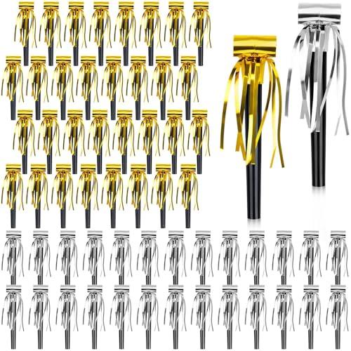 30 Pcs New Year Eve party supplies New Year Eve Blowout Golden and Silver Tassel Blowing Dragon Party Sound Blowing Whistle Gold Noisemakers Funny Party Horns for Nye Party Supplies