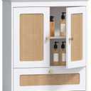 Spirich Bathroom Wall Cabinet Over Toilet, Boho Rattan Medicine Cabinet with Adjustable Shelf, Space-Saving Wall Mount Storage, 24.9 inches W x 7.5 inches D x 24.4 inches H