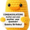 5 x Birthday Gifts for Women Men - Conquackulations Quacky Birthday, Inspirational Handmade Unique Duck Funny Happy Cheer Up Present Ideas for Her Him Coworker Girl Boy Sister Best Friend
