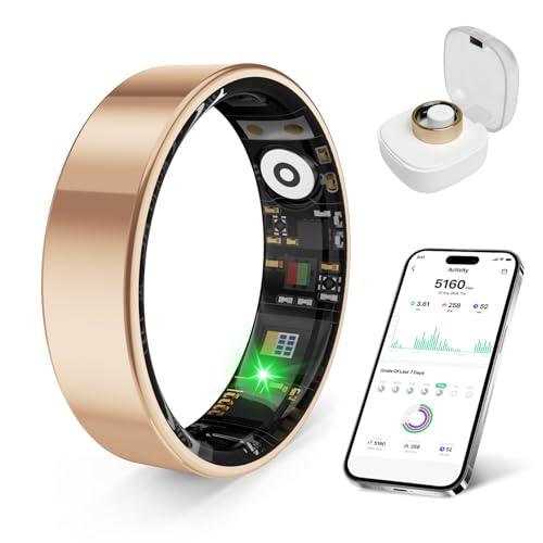 prxxhri 2026 Smart Ring Health Tracker for Men Women, Sleep Stress Exercise Health Monitoring, IP68 Waterproof, Long Battery Life, No Subscription, iOS Android Compatible (Rose Gold, 7)