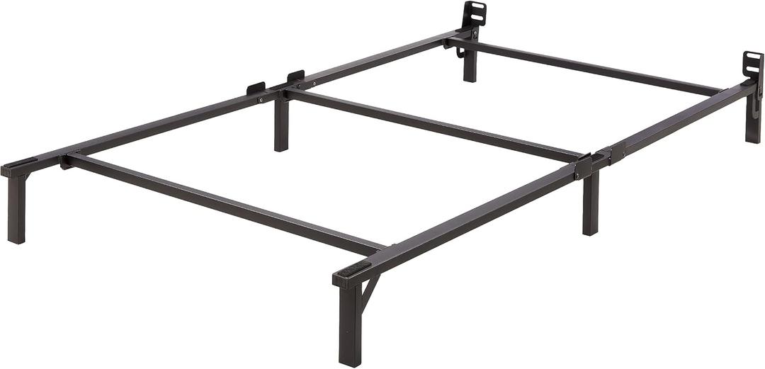Amazon Basics Metal Twin Size Bed Frame, 6-Leg Base for Box Spring and Mattress Support, Tool-Free Easy Assembly, Black