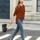 Laughido Women's Casual Raglan Long Sleeve Tunic Round Neck Curved Hem Loose Fit 2025 Basic Long Sweatshirt (M)