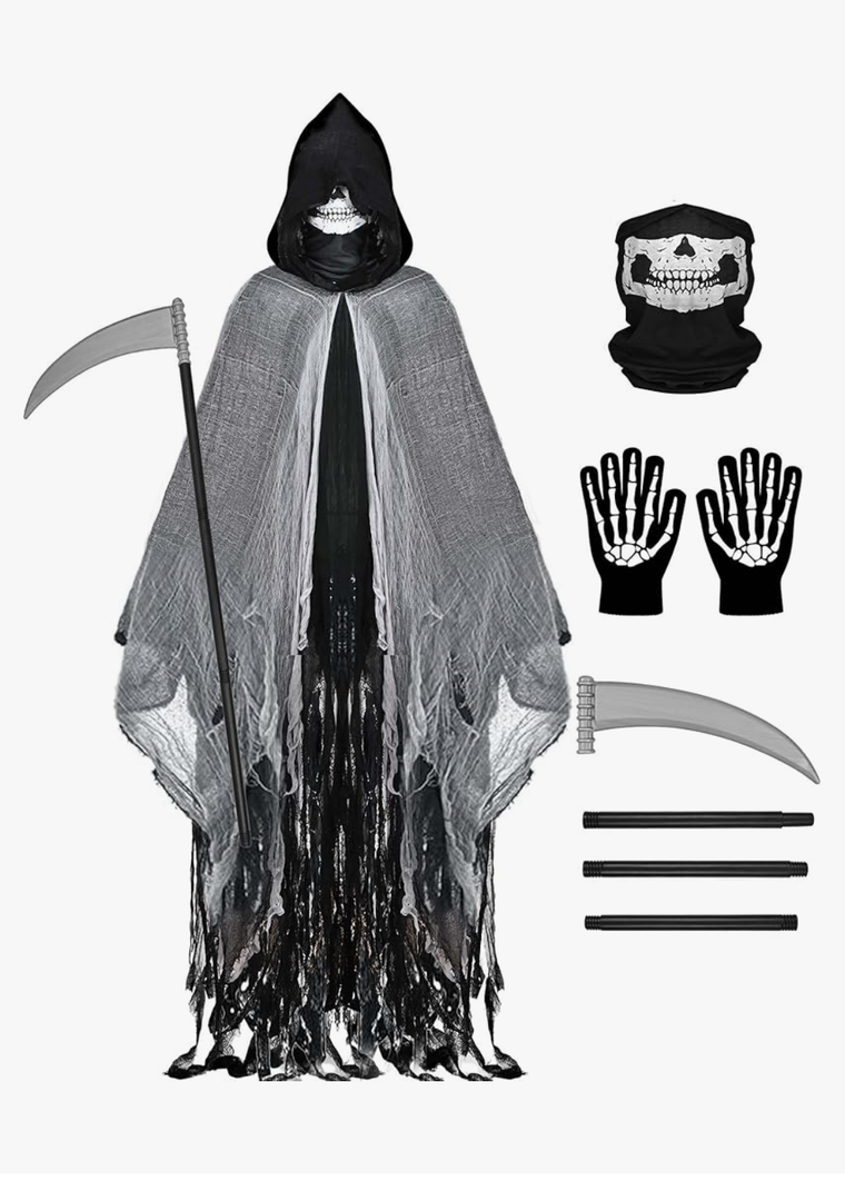 Grim Reaper Costume, Halloween Hooded Cloak