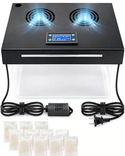 Electric Humidifier for Cabinet with Humidity Temperature Control, 110V Circulating Fan for 10-50 Cubic Ft Storage, 30-80% RH Adjustable