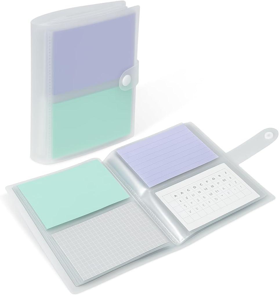 3x5 Index Card Holder Organizer - Clear Card Binder for Flash Card, Note Card Storage, 50 Sheets Plastic Sleeves Indexcard Booklet Folder, Stores Up to 200 Cards