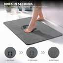 XMarrat Extra Large Stone Bath Mat Large, 31.5'' x 19.7'' Diatomaceous Earth Non-Slip Stone Shower Mat, Super Absorbent Diatomite Stone Mats for Bathroom, Quick Drying, Easy to Clean (Dark Gray)