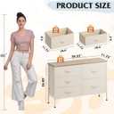 WLIVE 5 Drawer Fabric Dresser for Bedroom, Wide Storage Chest, Cream