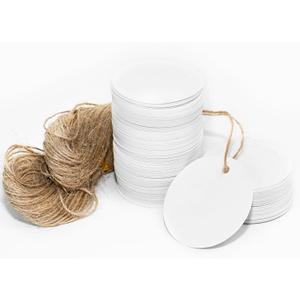 200pcs Kraft Gift Tags - Round Paper Tags for Gifts with Jute Twine, Custom Tag for Wedding Christmas Crafts, (White) 200pcs Kraft Gift Tags - Round Paper Tags for Gifts with Jute Twine, Custom Tag for Wedding Christmas Crafts, (White)
