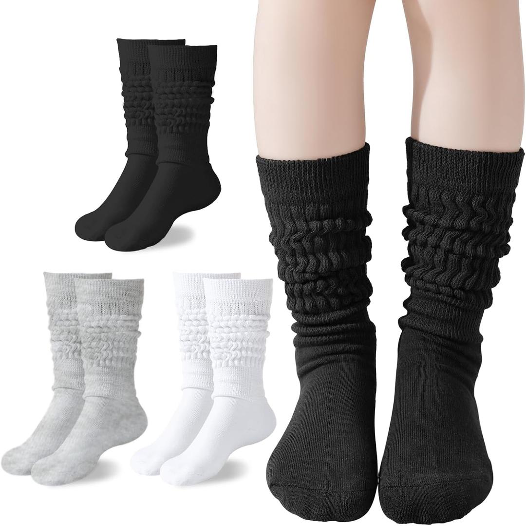 Slouch Socks Girls Scrunch Socks Kids Knee High Socks Soft Warm Stacked Boot Socks 2/3 Pairs