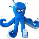 LEGEND SANDY Tough Dog Toys, Stuffed Chew Large Dog Toys to Keep Them Busy, Interactive Squeaky Tug of War Doggie Toy, Crinkle Blue Octopus