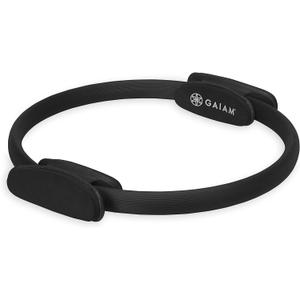 Gaiam Pilates Ring Fitness Circle - Lightweight & Durable Foam Padded Handles, Flexible Resistance Exercise Equipment for Toning Arms, Thighs/Legs & Core (15", Black)