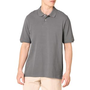Amazon Essentials Men's Regular-Fit Cotton Pique Polo Shirt (Large, Grey)