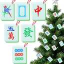 Thyle 12 Pcs Christmas Ornaments Mahjong for Christmas Tree Mahjong Gifts 6 Styles Acrylic Xmas Decoration Party Supplies Door Window Wall Decor