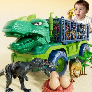 Dinosaur Truck for Kids 2-4, Dinosaur Action Figure Toys for Toddler 3-5 with 8 Dinosaur Figures, Play Mat, Egg, Tree, T-Rex Transport Car Carrier Birthday Gifts Toys for Boys 2 3 4 5 6 Year Old