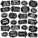 Outus 24 Pieces Photo Booth Props Birthday with Stick Happy Birthday Weddings Graduation Prom Bday Wedding New Year Party Supplies Funny Photo Booth Pose Signs Selfie for Men Women(Silver)